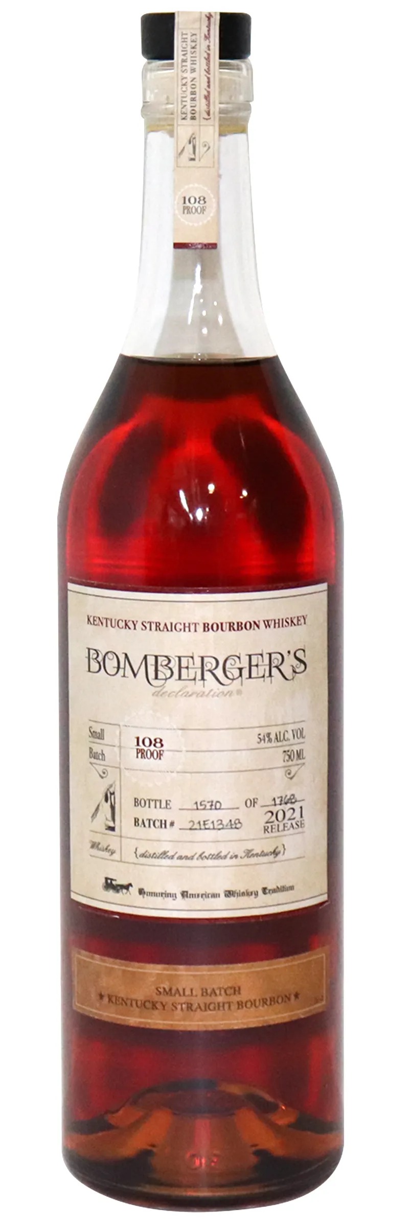 2021 Bomberger’s Bourbon Whiskey Declaration Small Batch, 108 Proof 750ml